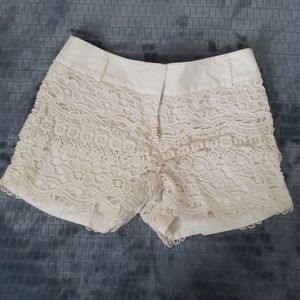 Cream lace scalloped shorts